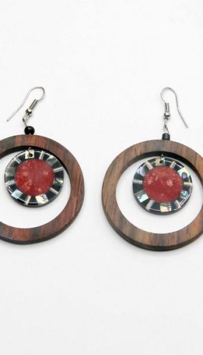 Boucles d’oreilles  créole bois nacre